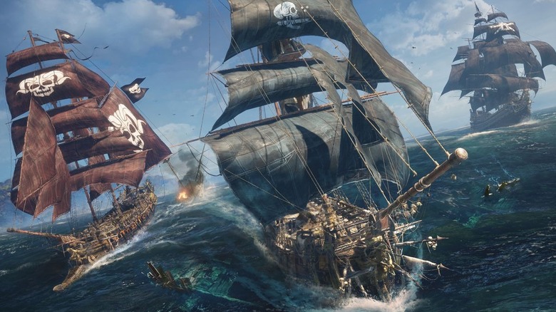 Pirate ships sailing the seas within "Skull and Bones"