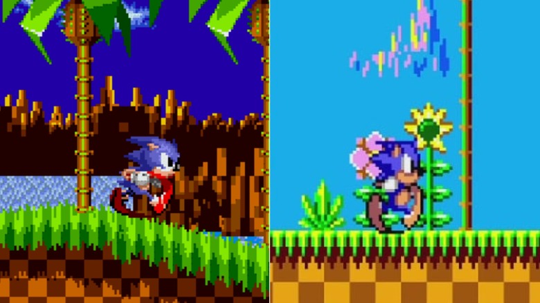 Genesis Sonic (left) Master System Sonic (right)