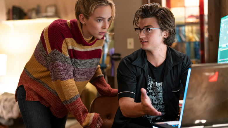 Jodie Comer as Milly and Joe Keery as Keys in 20th Century Studios' FREE GUY