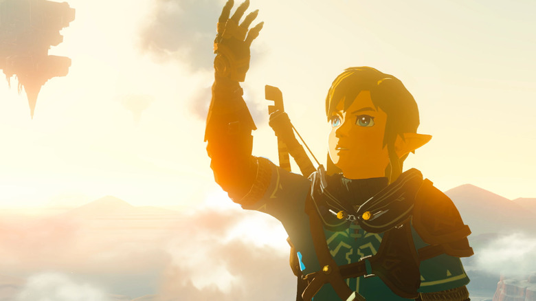 Link looks at hand