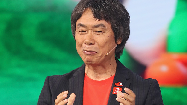 Shigeru Miyamoto talking on stage