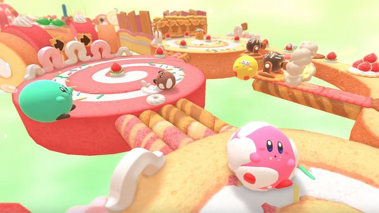 Kirby's Dream Buffet race gameplay screen