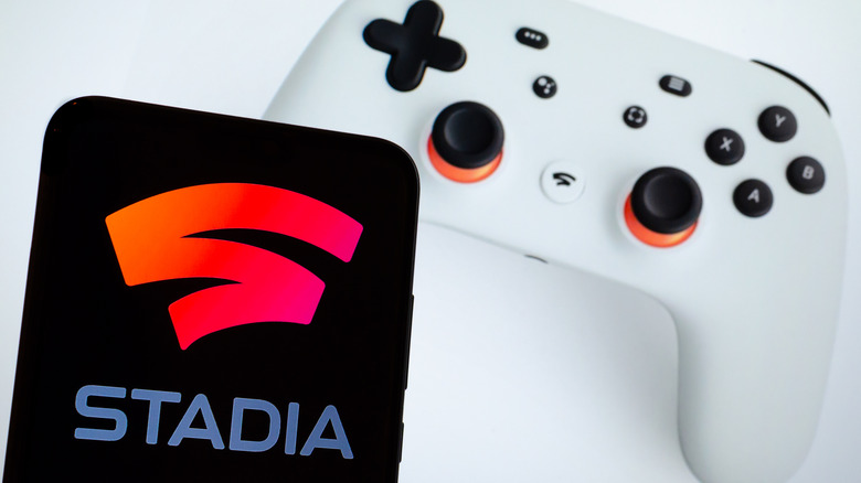 Google stadia on phone and controller