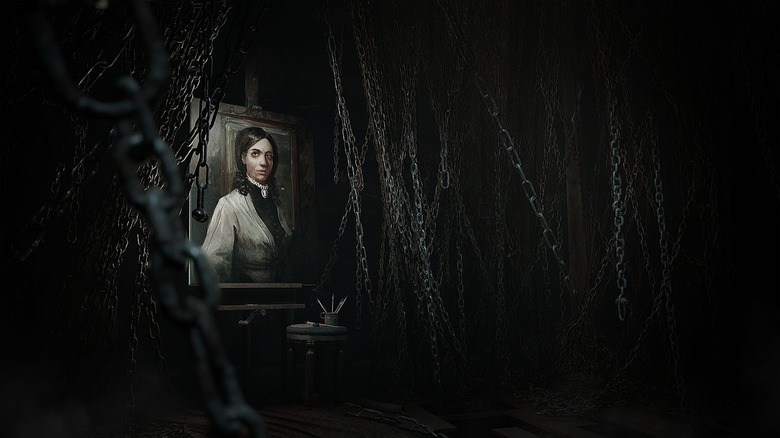 Layers of Fear Wife painting and chains