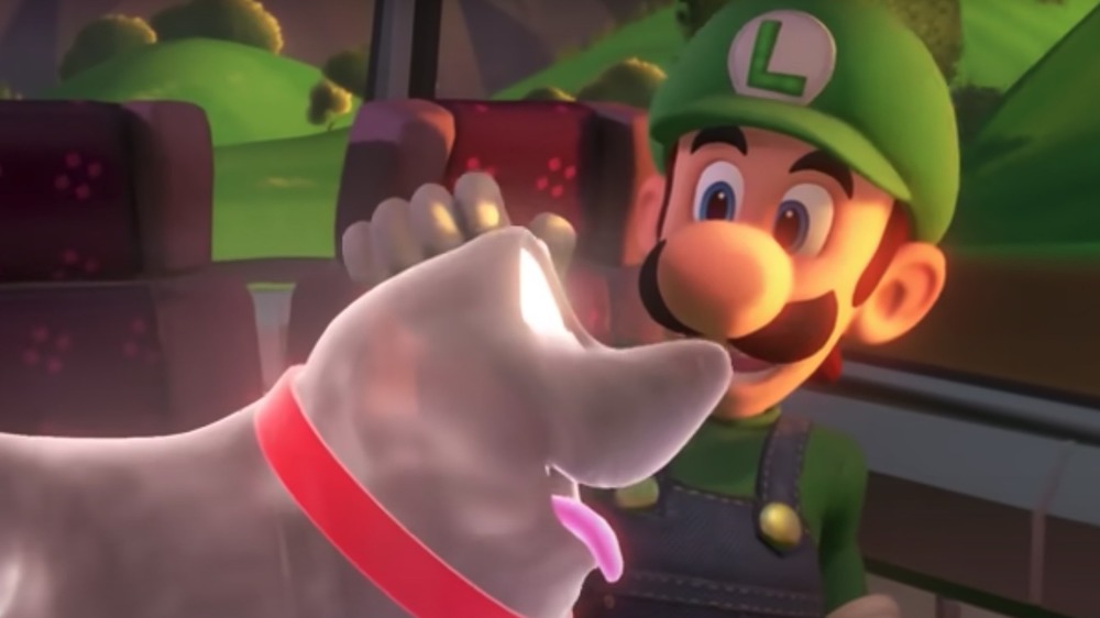 Luigi petting Polterpup