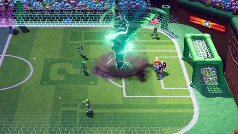 Mario Strikers: Battle League Hyper Strike Orb tornado goal
