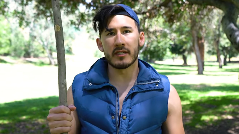 Markiplier with a stick