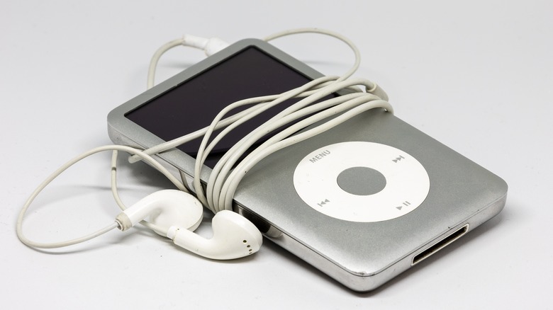 iPod with ear buds wrapped around
