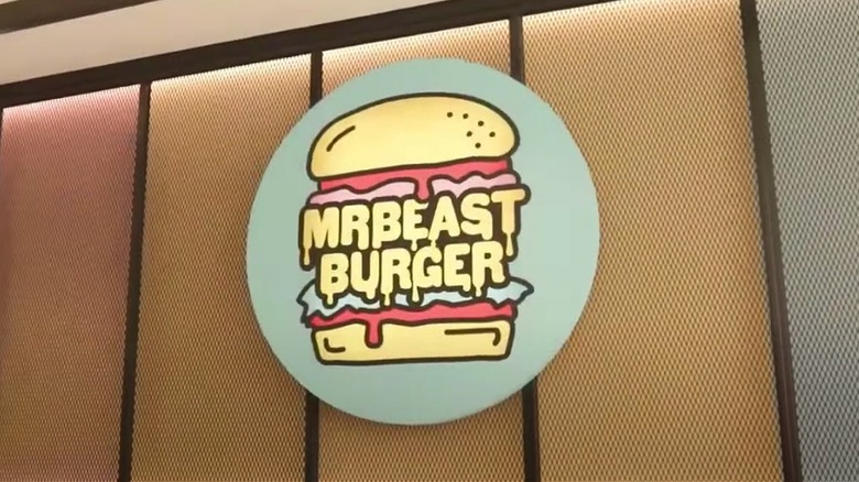 MrBeast Burger logo on wall