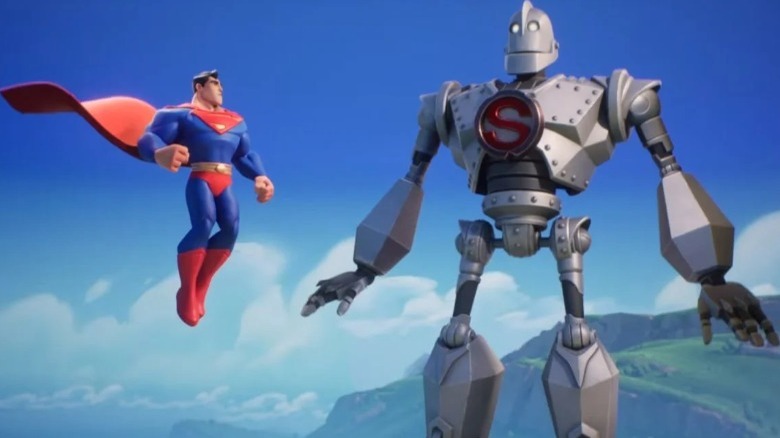Superman talking to Iron Giant