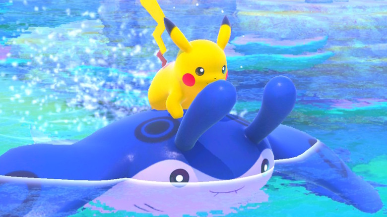 Pikachu Riding on Mantine 