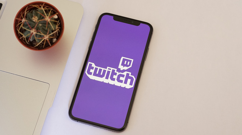 Cactus and phone with Twitch