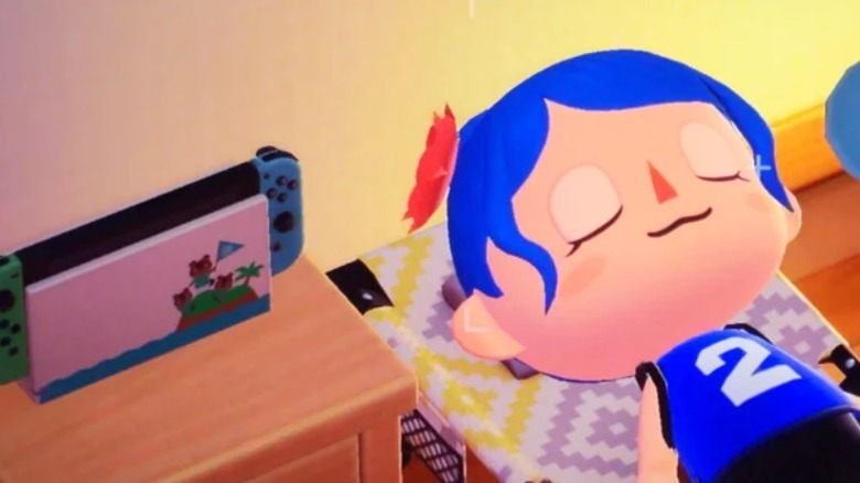 Animal Crossing character sleeping