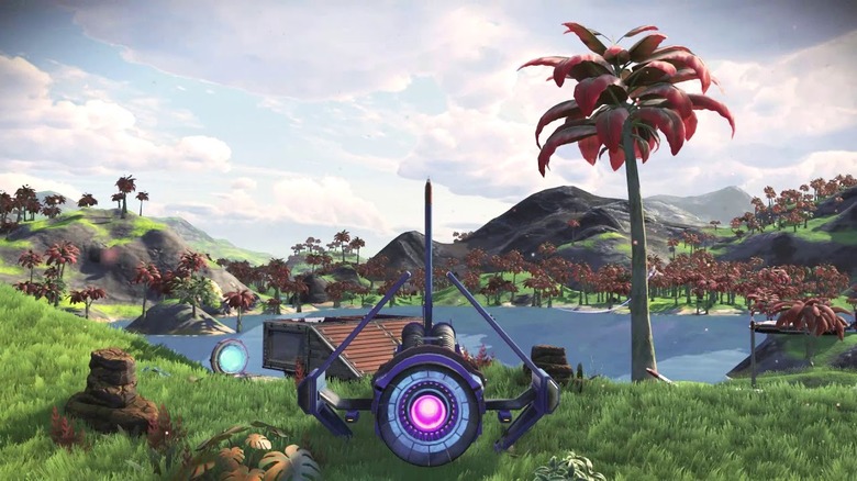 No Man's Sky ship on green planet