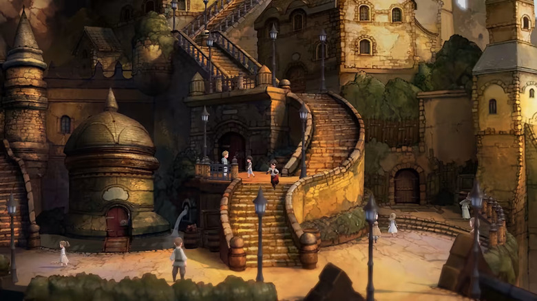 Bravely Default 2 city stone staircase