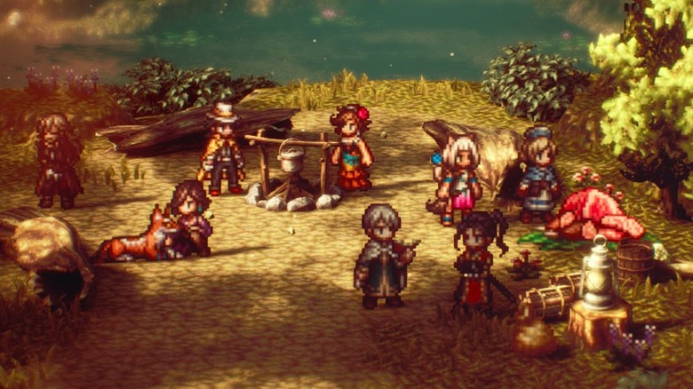 Octopath Traveler 2 all party members in camp