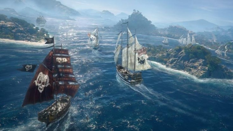 Pirate ships at sea