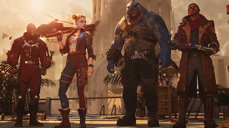 Deadshot, Harley Quinn, King Shark, and Captain Boomerang