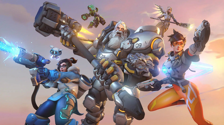 Overwatch characters charging into battle