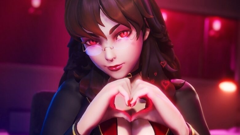 One of the female characters inSubverse making a heart
