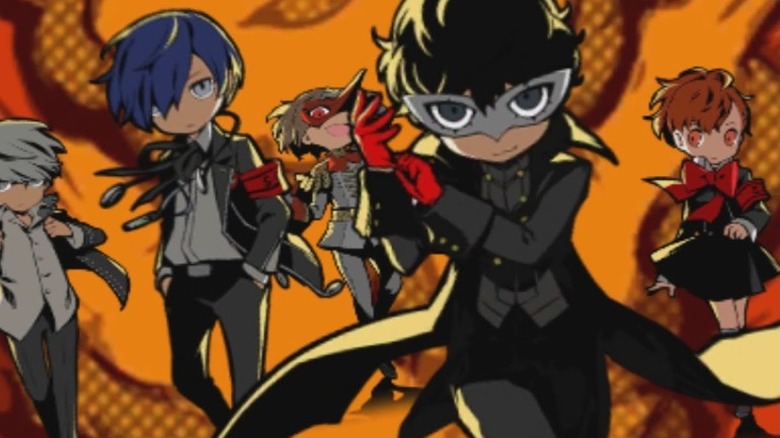 Persona Q2 squad of Persona 3, Persona 4, and Persona 5 protagonists