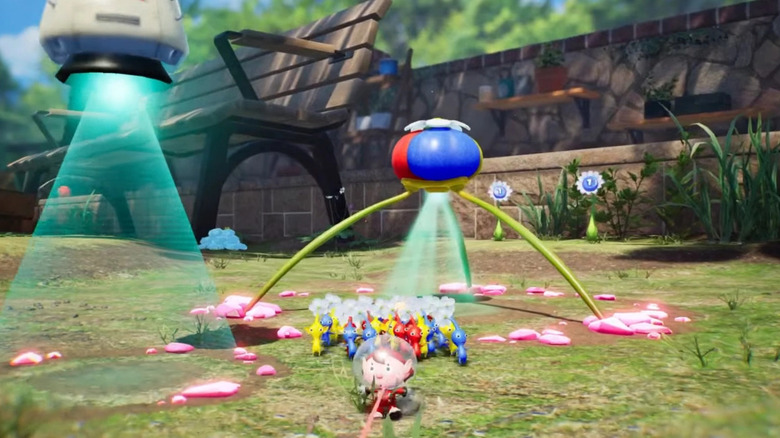 A new Pikmin character working with Pikmin in "Pikmin 4"