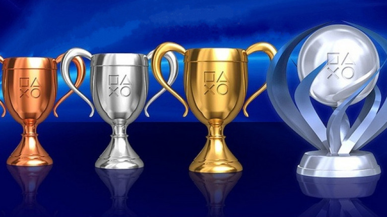 PlayStation trophies line up