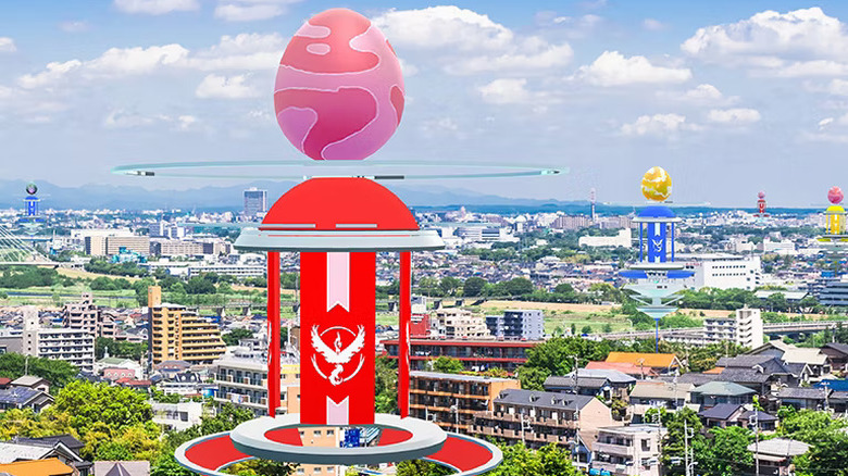 City with Pokémon gyms with raid eggs