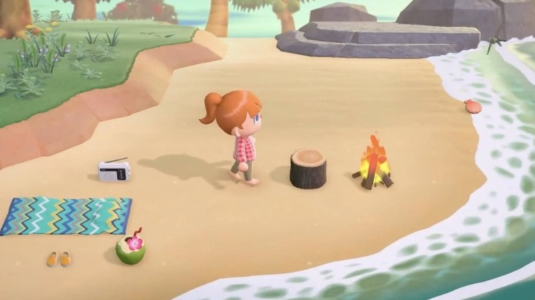 Animal Crossing: New Horizons beach fire