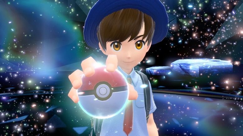 Player character in Pokémon Scarlet and Violet holding Poké Ball