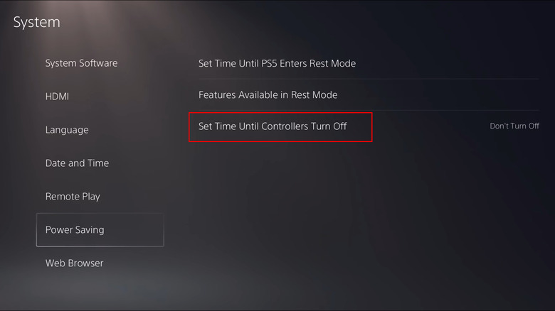 PS5 power saving menu