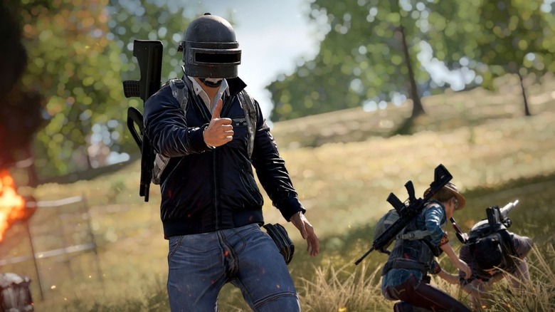 PUBG character field thumbs up