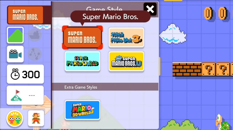 Super Mario Maker 2 style select menu