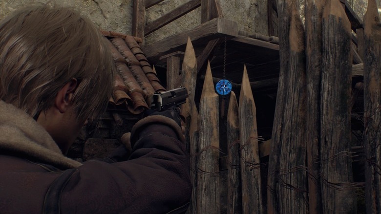 Leon aiming at Blue Medallion