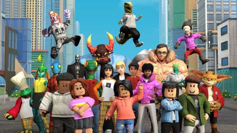 Roblox characters posing