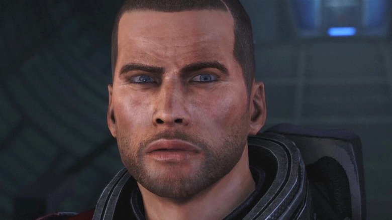 Commander Shepard looking confused