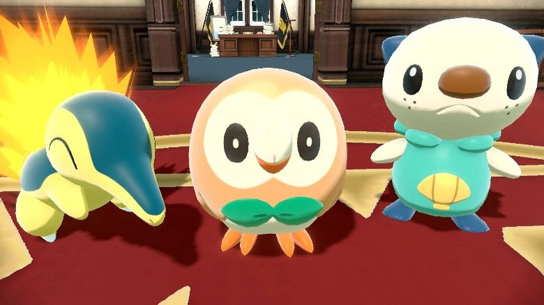 Pokemon Legends: Arceus starter Pokemon Cyndaquil, Rowlett, and Oshawott