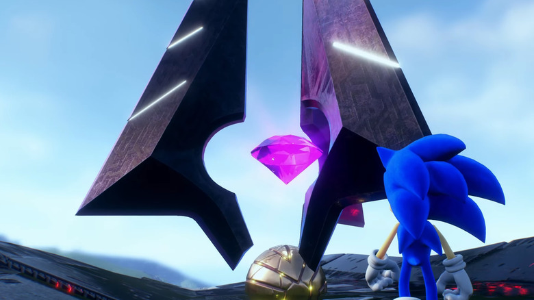 Sonic grabbing chaos emerald