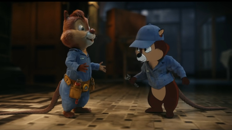 Chip 'n Dale in workers uniforms