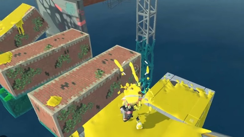 Inkling shooting floating platforms