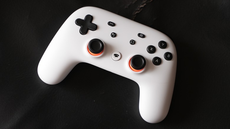 Stadia controller on a black background