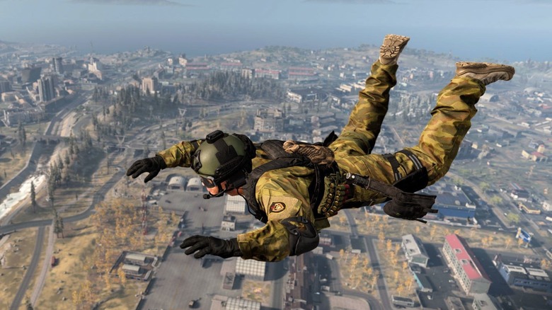 Soldier parachuting