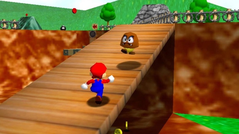 Mario Goomba on bridge