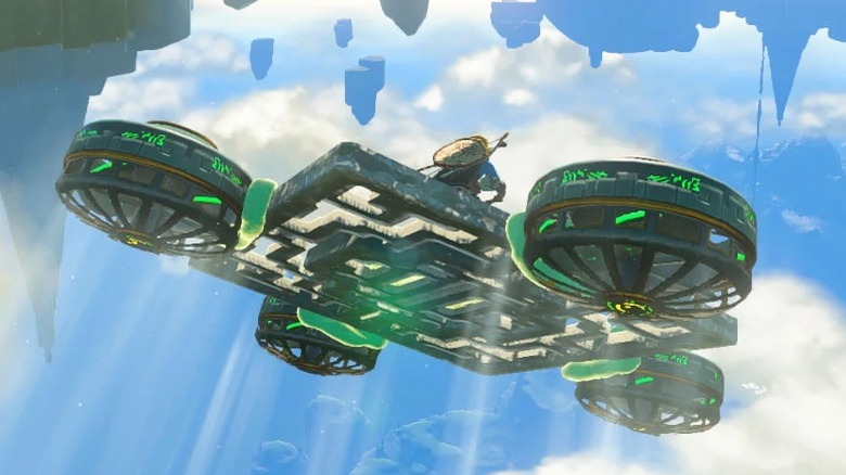 Link flying on a hovercraft
