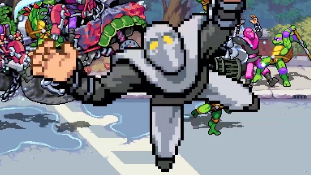 Foot Soldier is thrown into the screen in TMNT: Shredder's Revenge