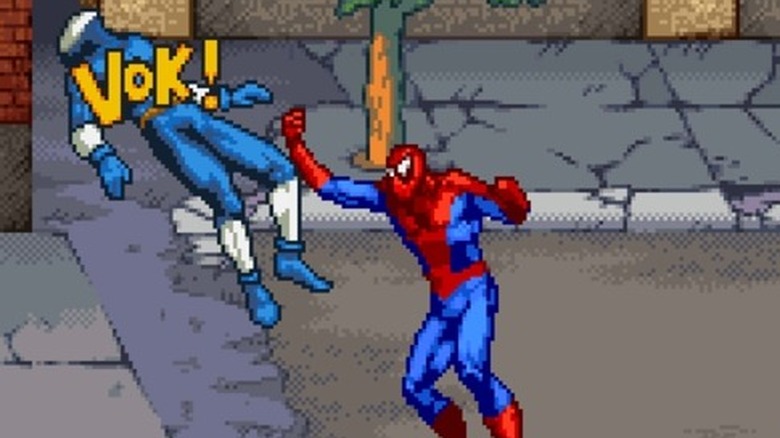 Spider-Man fighting bad guy