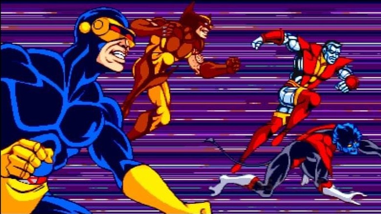 Cyclops, Wolverine, Colossus, and Nightcrawler running
