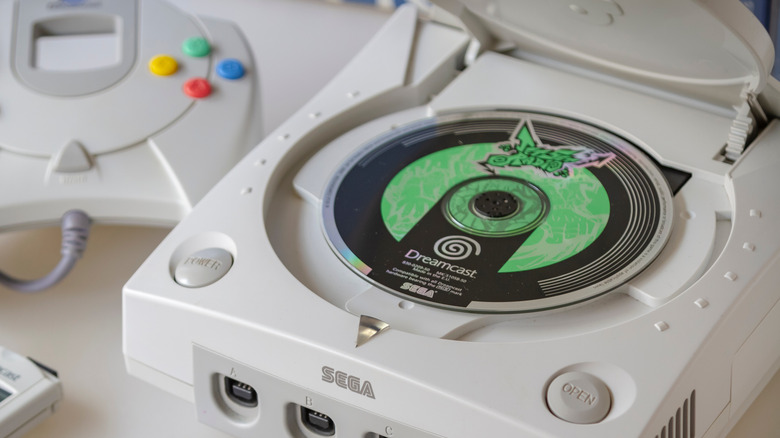 Closeup of Jet Set Radio CD in a Dreamcast