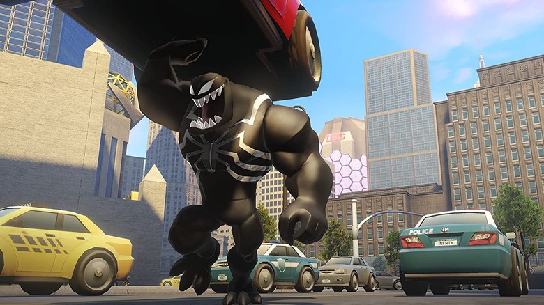 venom holding car