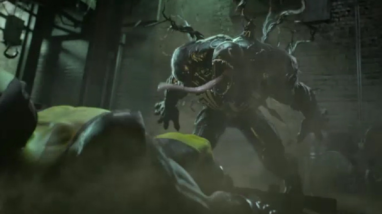 Venom screaming at Wolverine